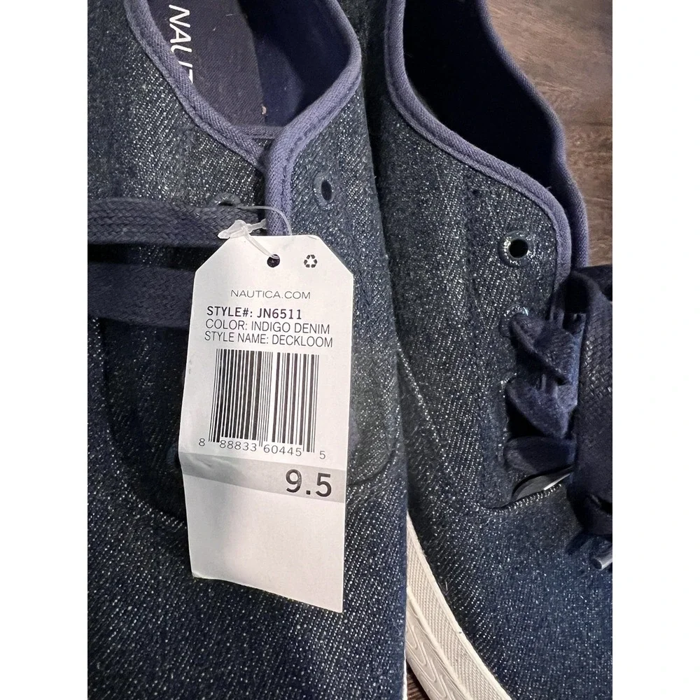 Nautica Deckloom Indigo Denim‎ textile upper Laced Oxford Men's Shoes SIZE 9.5